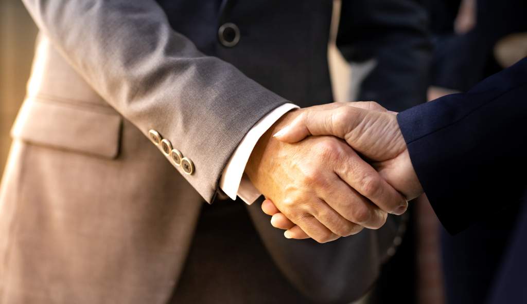 Successful business deal with a handshake agreement