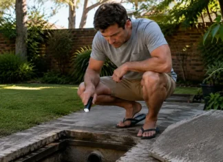 How to Tell If Your Blocked Drain Is a Quick Fix or a $10,000 Problem Homeowner checking an underground utility pit for a possible hidden water leak