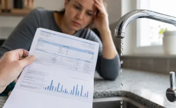 Why Is My Water Bill So High? 10 Hidden Causes Australian Homeowners Often Miss Australian homeowner checking a high water bill next to a dripping kitchen tap